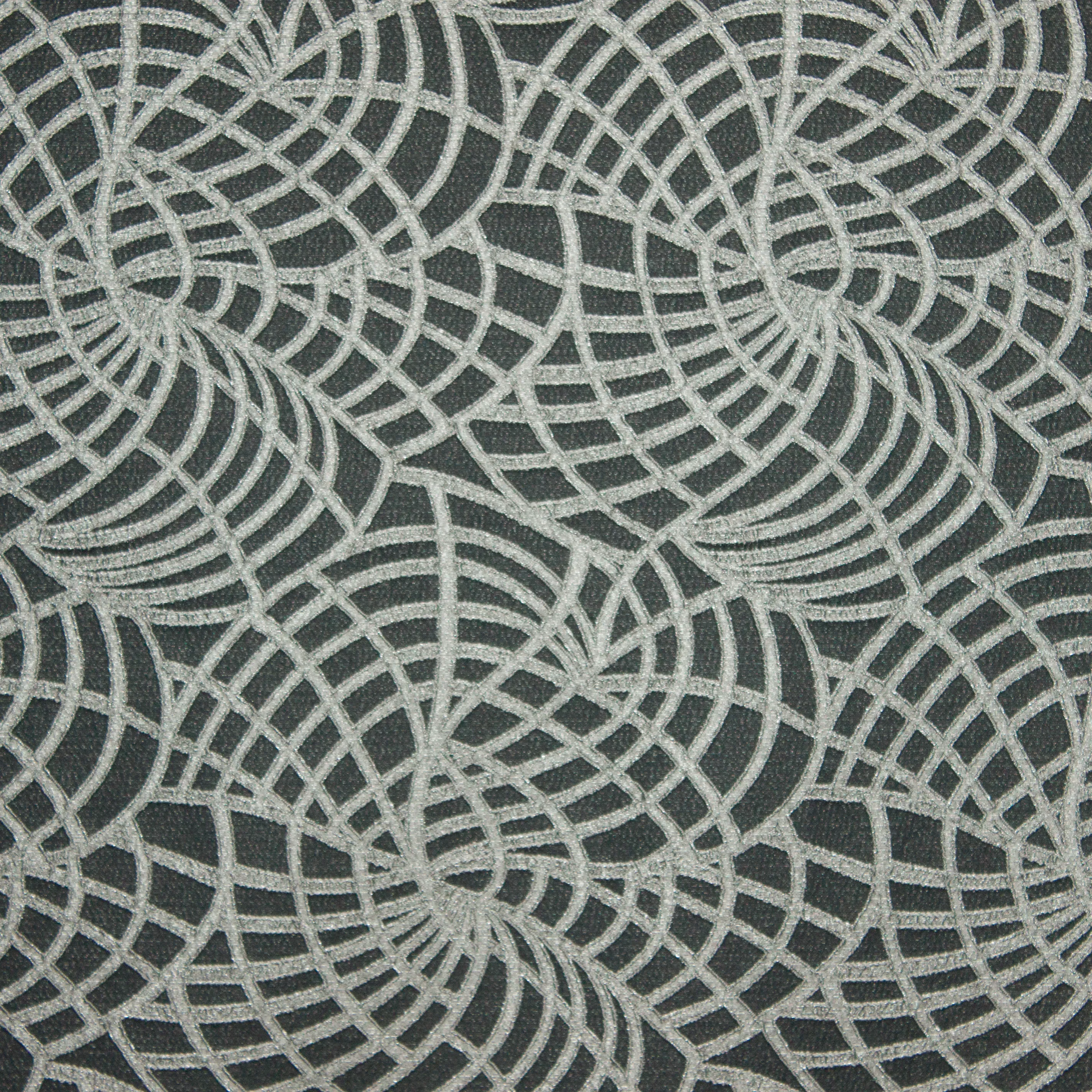 Jacquard met krullen in glitterdraad  zwart/ zilver